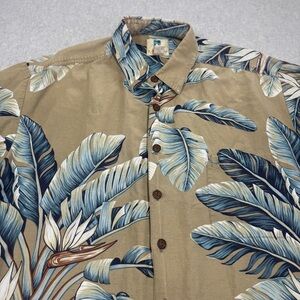 Kahala Hawaiian Tropical Leaf Print Men's Shirt